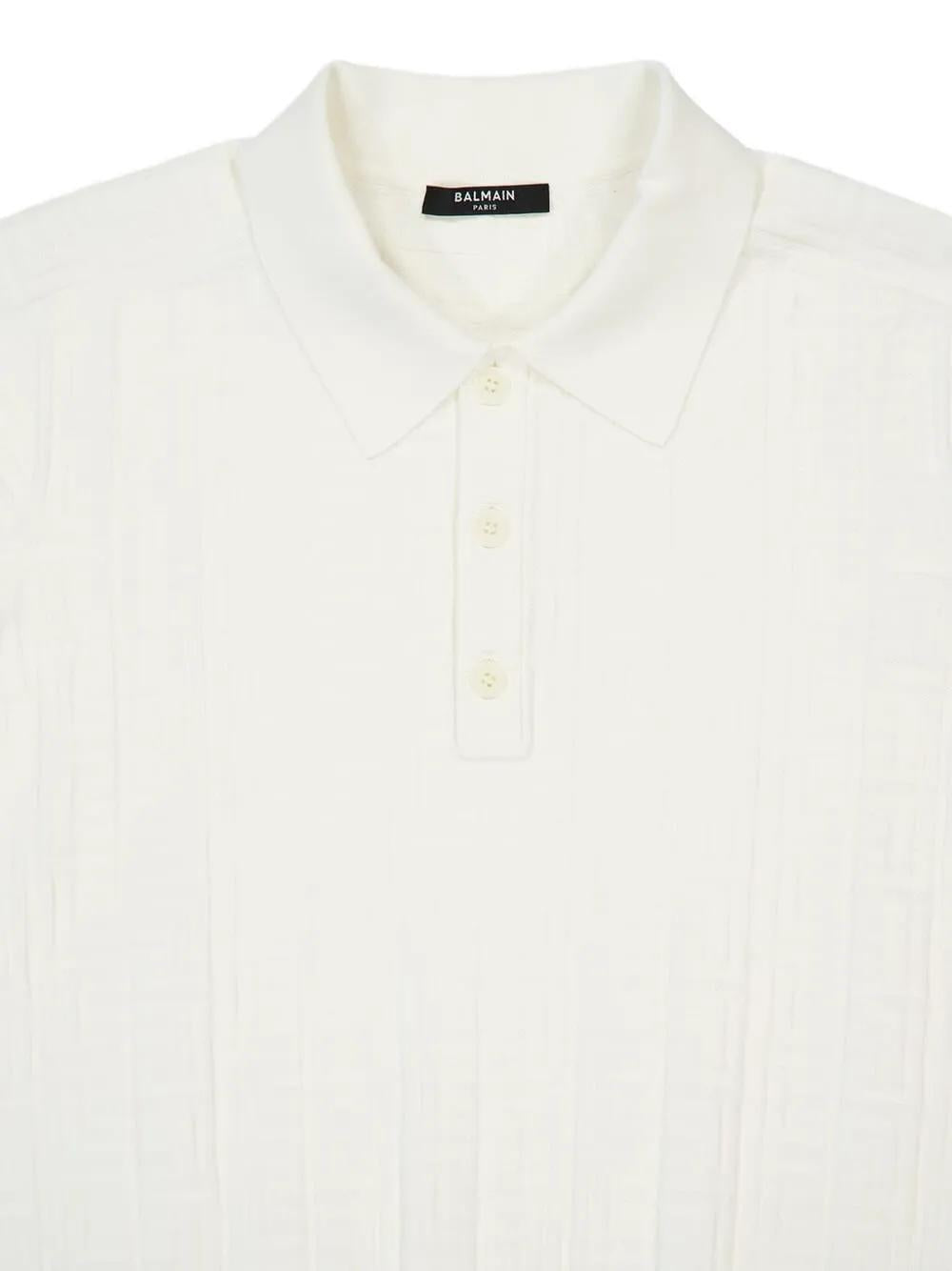 BALMAIN Textured Knit Polo Shirt - Short Sleeves