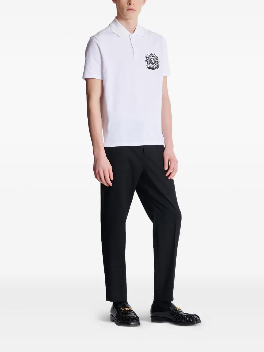 BALMAIN Logo Print Polo Shirt