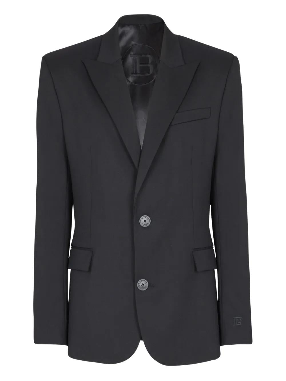 BALMAIN Wool Blazer with Front Button Closure for Men