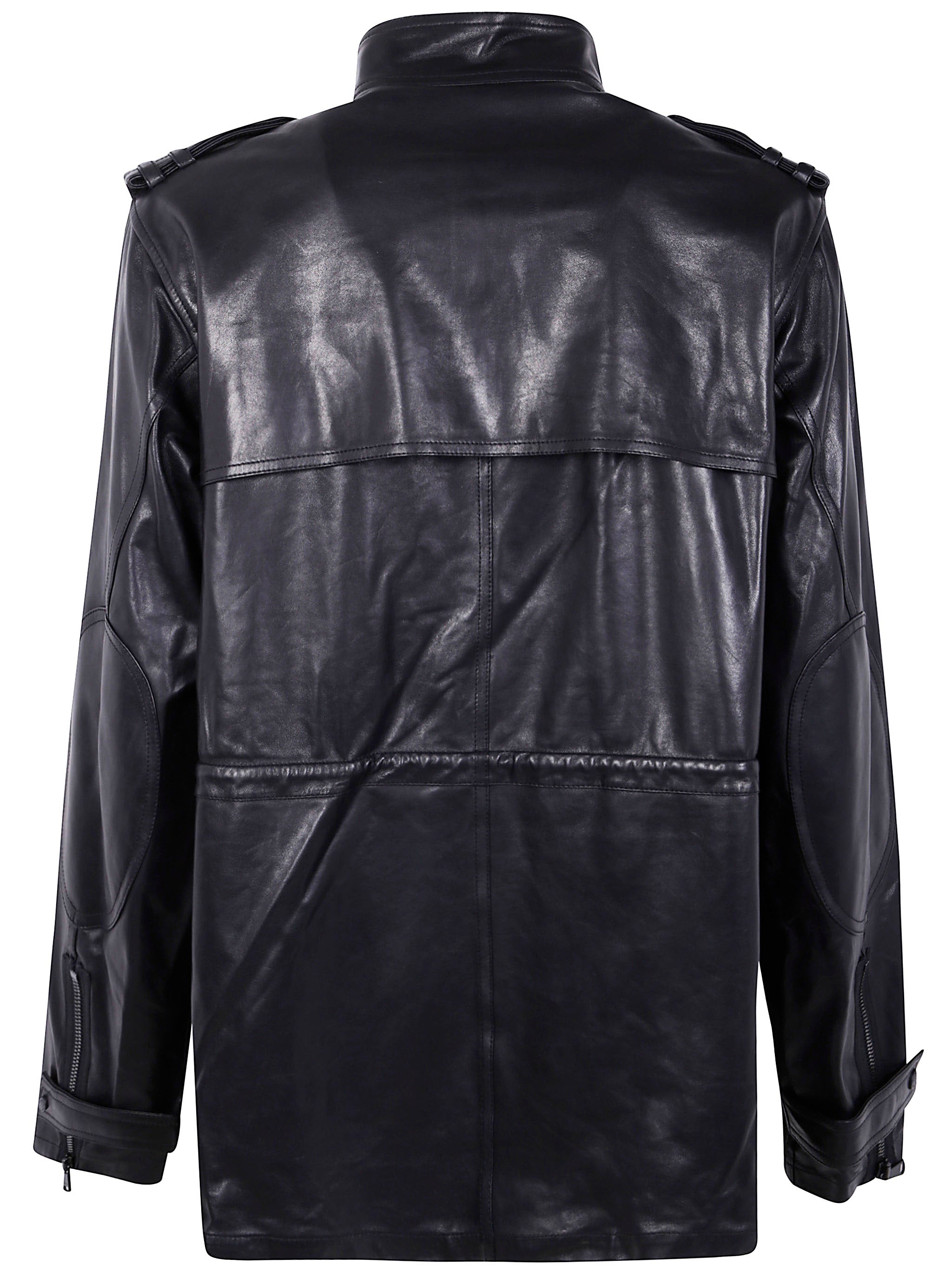 BALMAIN Mid-Length Lambskin Leather Parka Jacket for Men