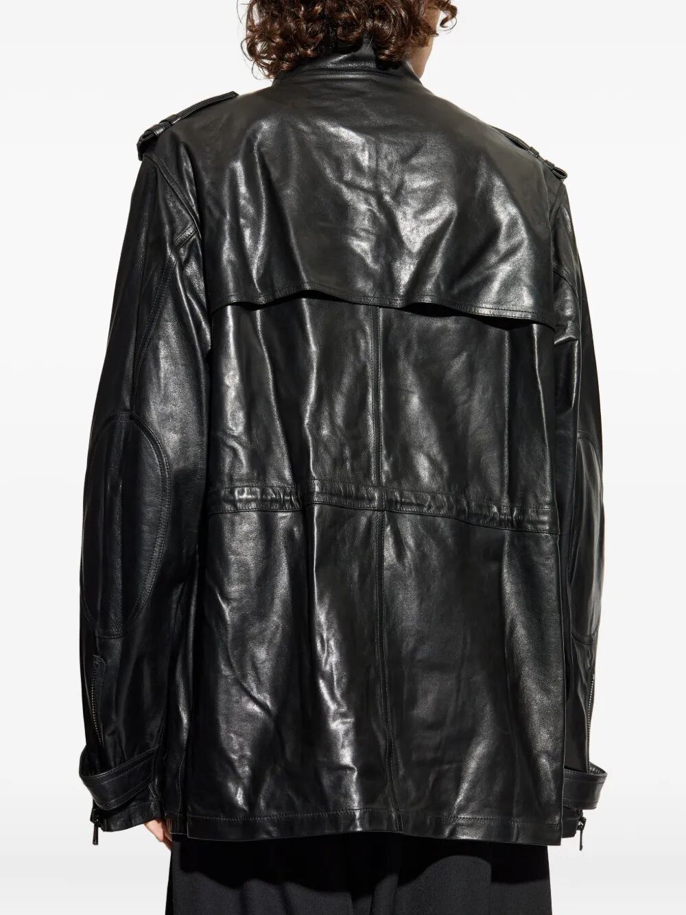 BALMAIN Mid-Length Lambskin Leather Parka Jacket for Men