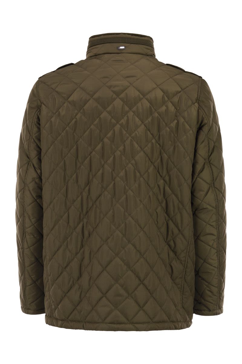 HERNO Men's Field Jacket with Diamond Quilting and Packable Hood