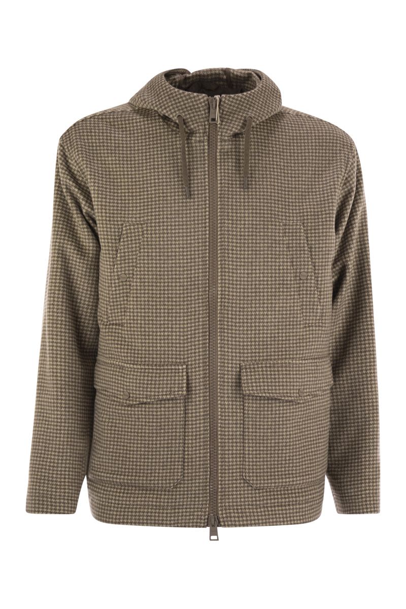 HERNO Tailored Houndstooth Cashmere Field Jacket for Men
