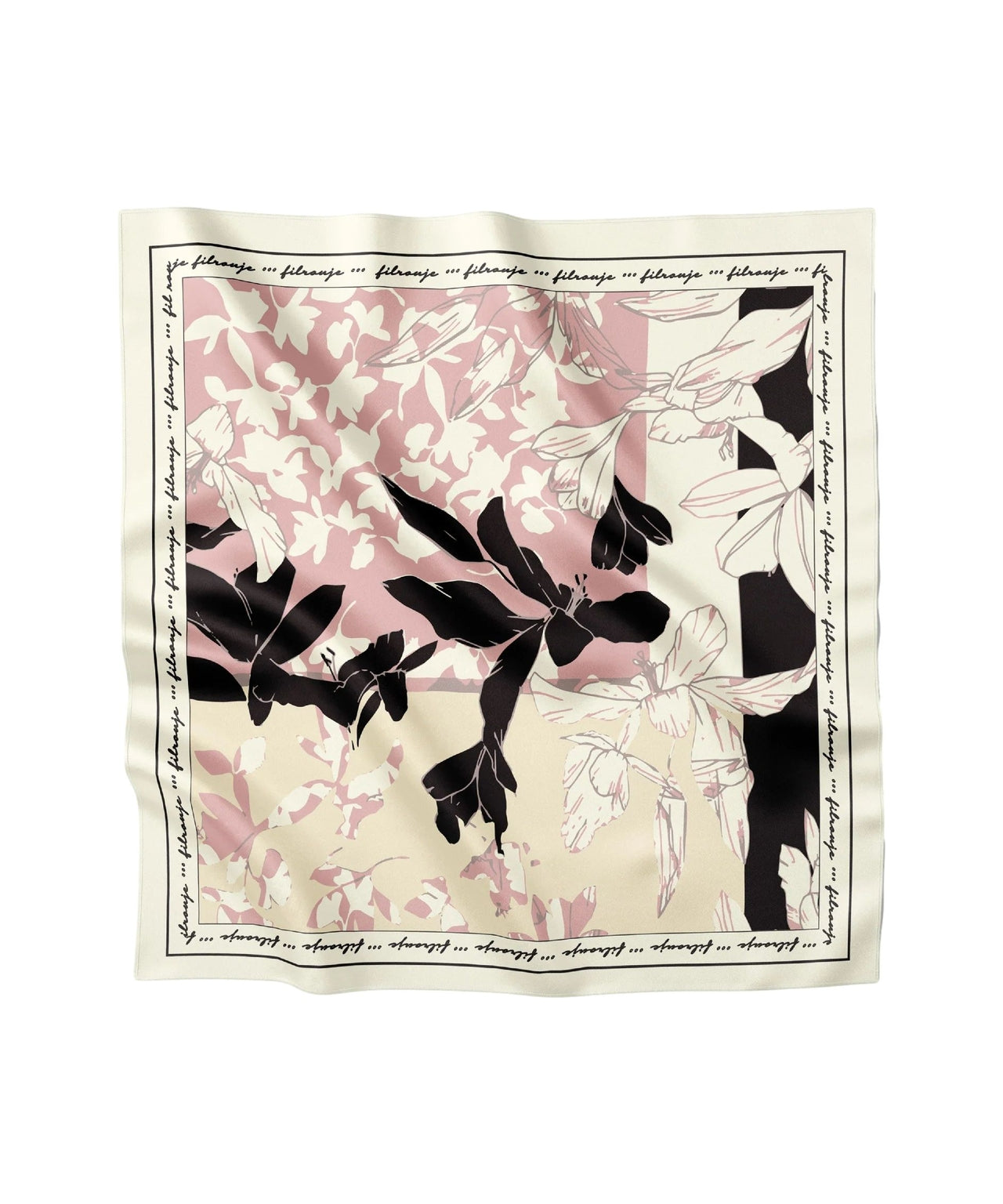 FIL ROUJE Floral Silk Scarf 88 x 88 cm