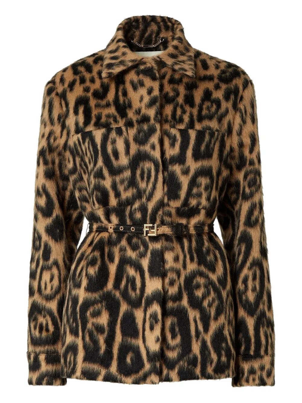 FENDI Leo Wool Go-To Jacket with Belt