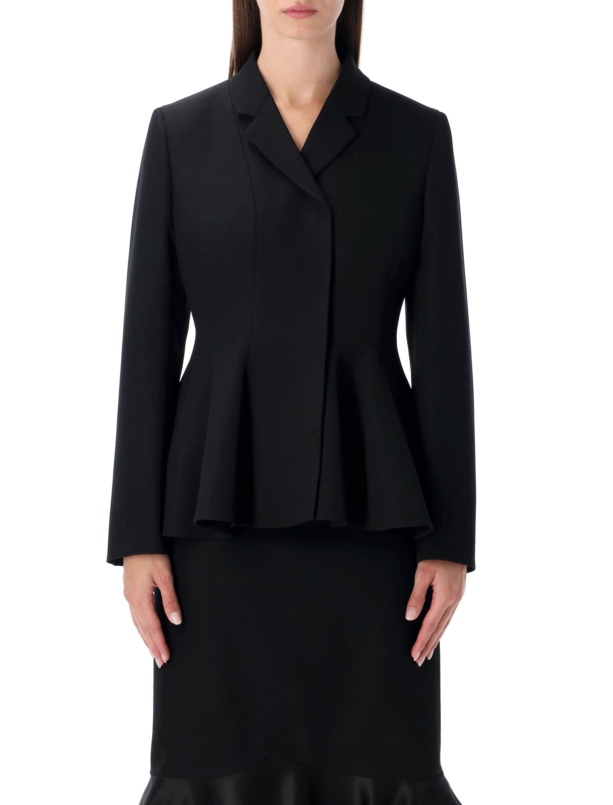 FENDI Double-Breasted Peplum Wool Jacket - FW25