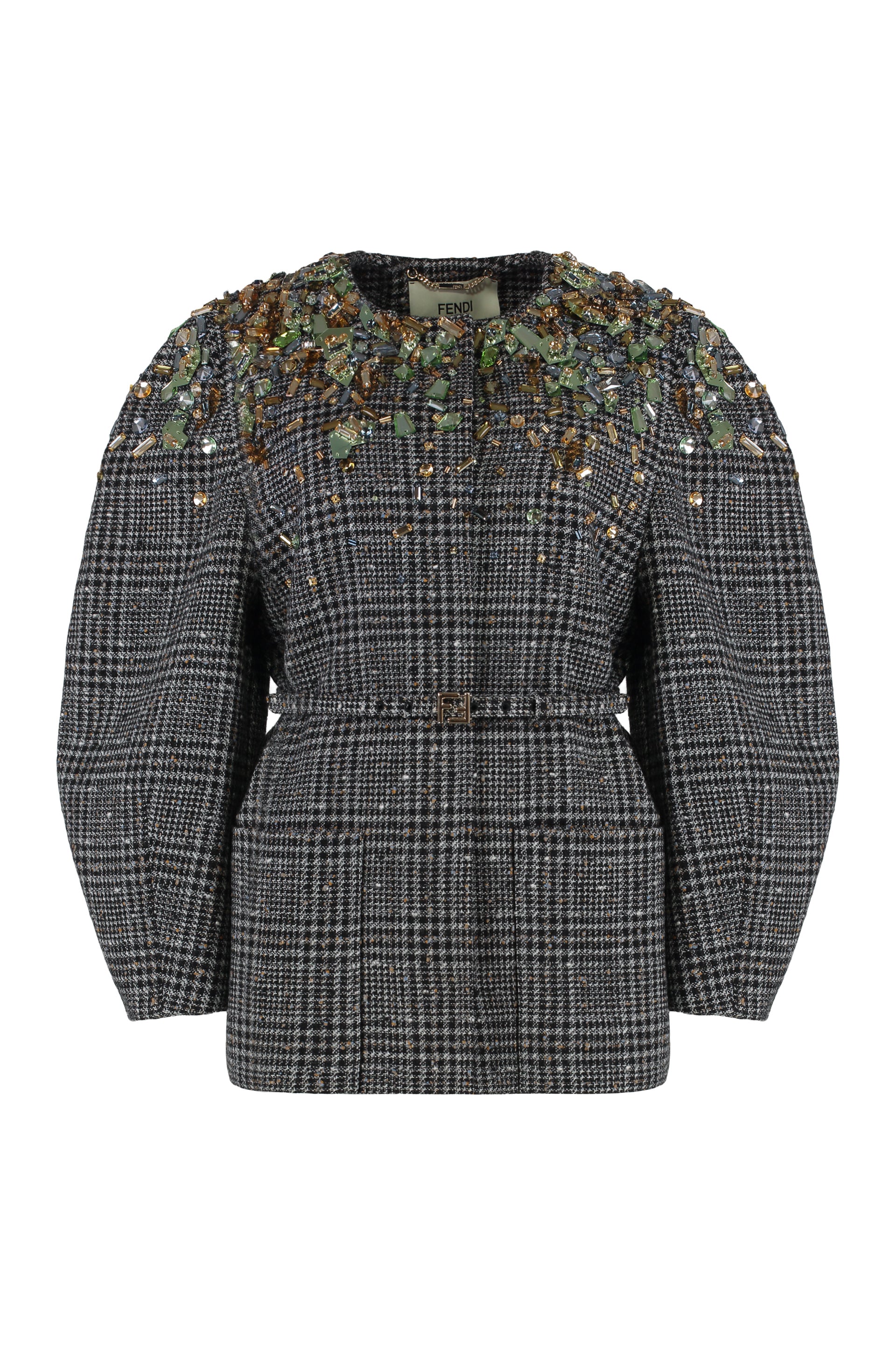 FENDI Mini Cocoon Wool Tweed Jacket
