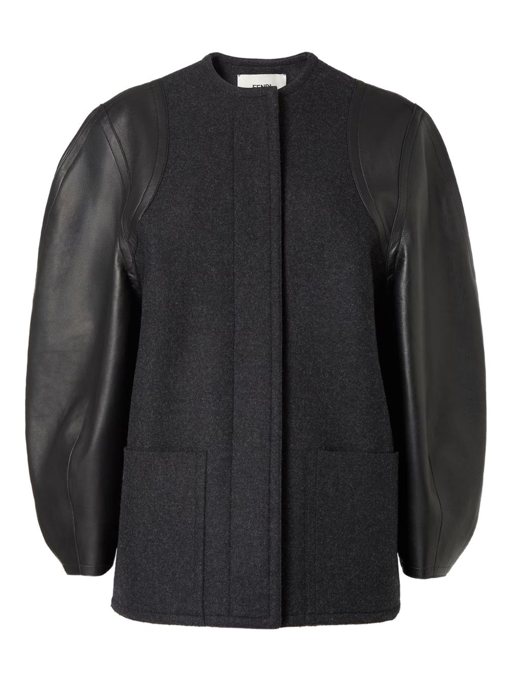 FENDI Wool Nappa Leather Puff Sleeve Jacket
