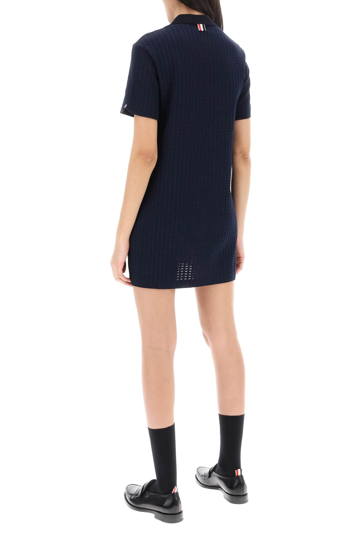THOM BROWNE Tricolor Detail Cotton Mini Dress