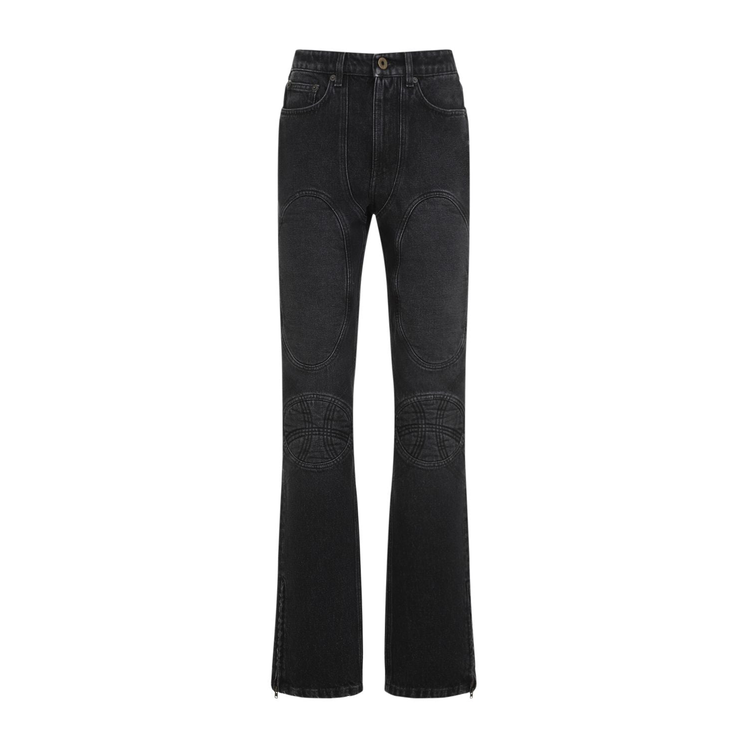 JEAN PAUL GAULTIER Women's Denim Jeans with Lacing and Knee Bonding Detail