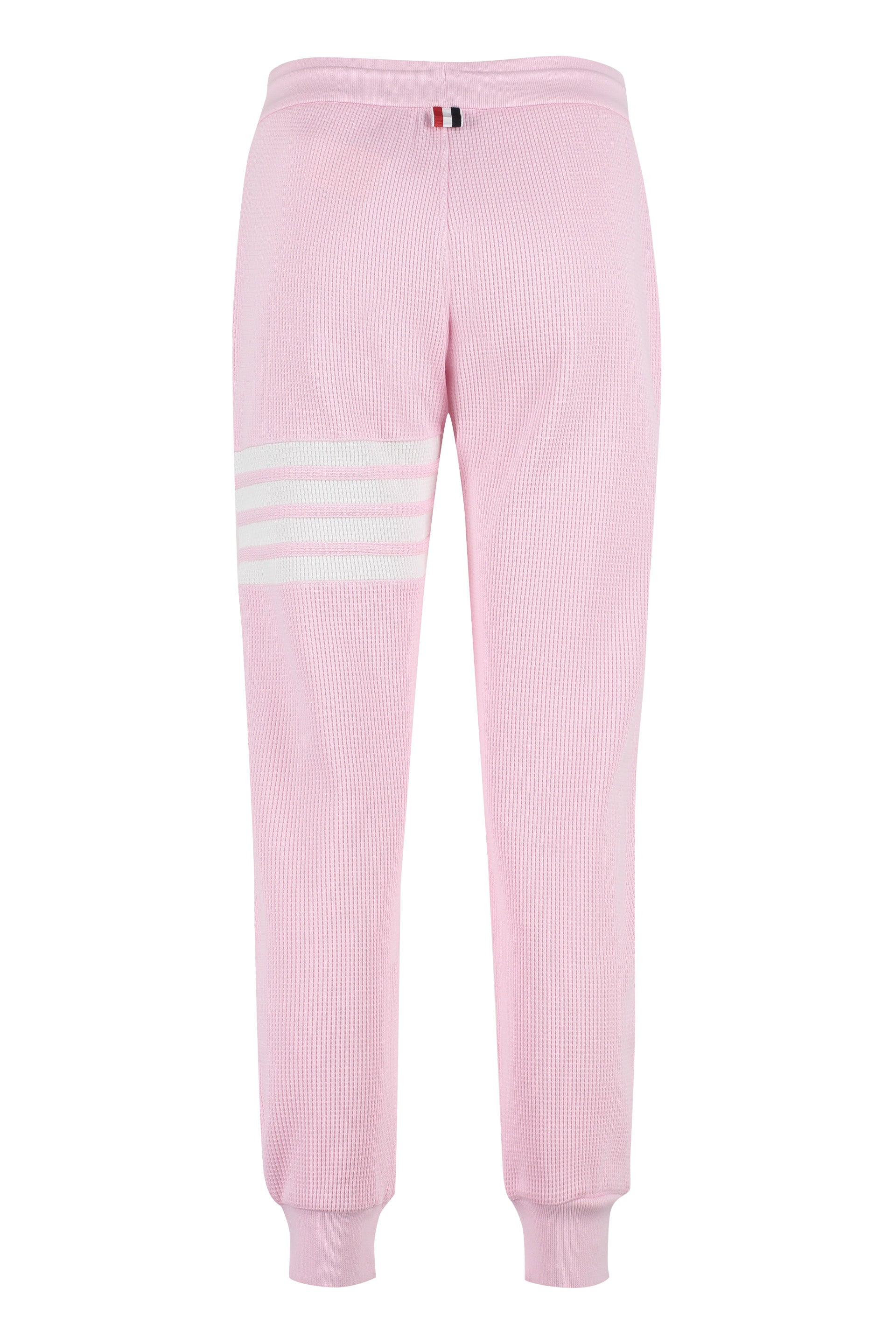 THOM BROWNE Cotton Piqué Trousers with Striped Detail