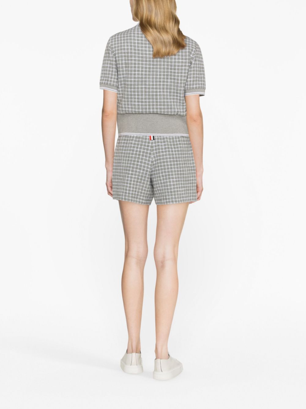 THOM BROWNE Checkered Tweed Cotton Mini Shorts