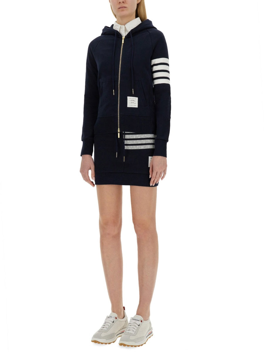 THOM BROWNE Zipper Hoodie with Drawstring for Women
