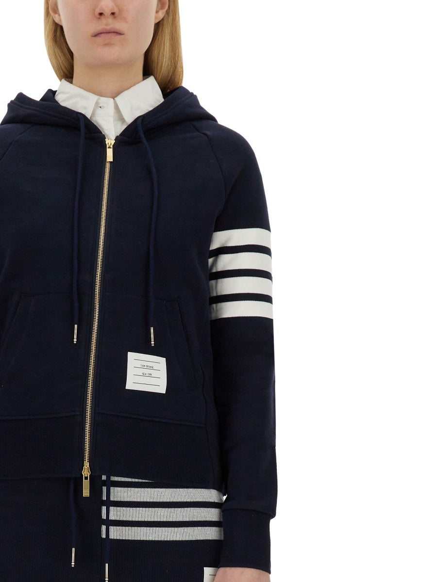 THOM BROWNE Zipper Hoodie with Drawstring for Women