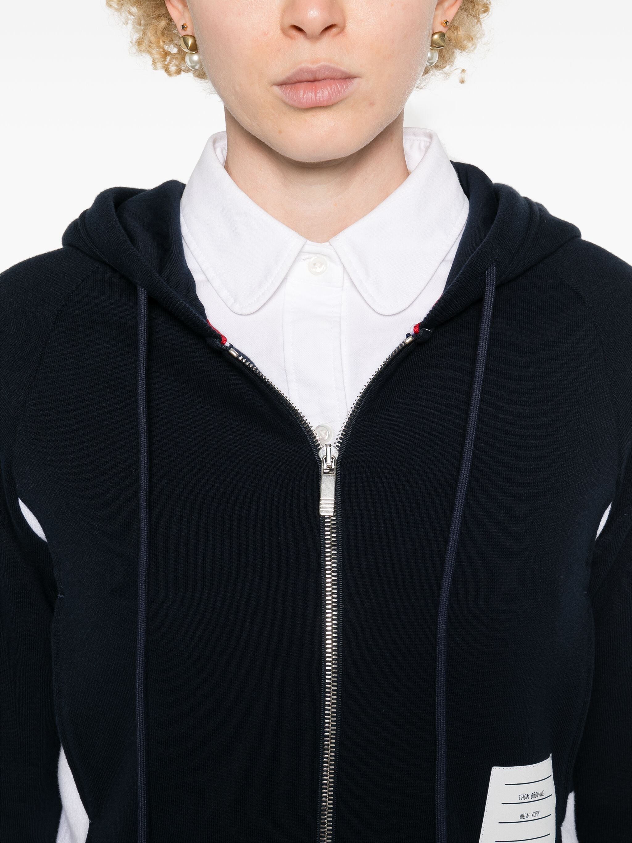 THOM BROWNE Engineered 4 Bar Blouson Zip Up Hoodie for Women