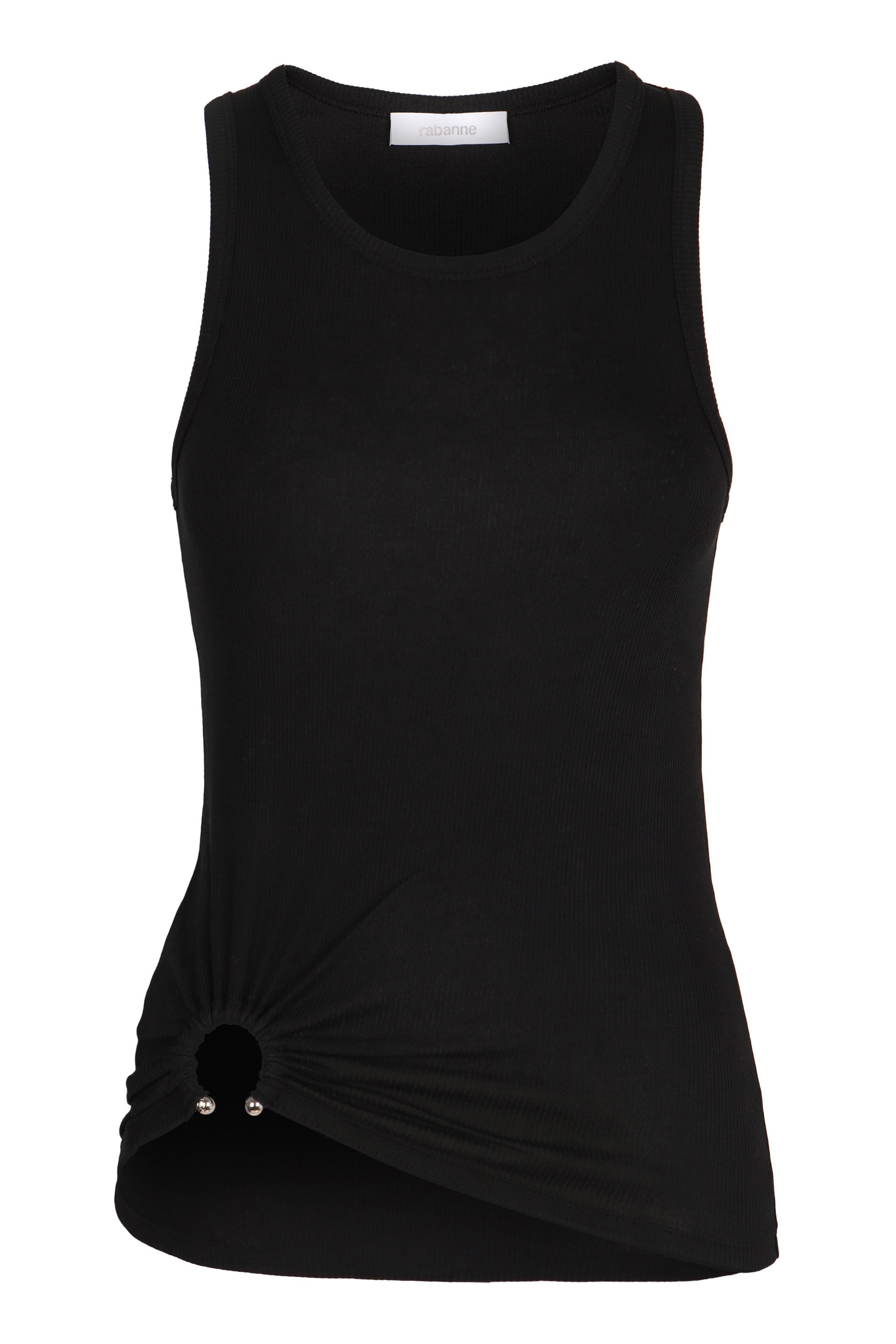 PACO RABANNE Cotton Tank Top with Decorative Front Metal Piercing