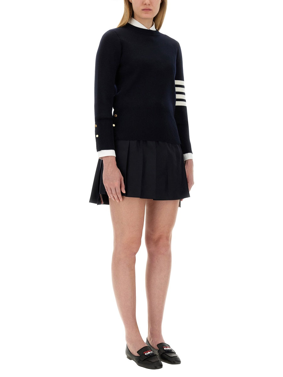 THOM BROWNE Women's Virgin Wool Sweater with Four Bar Design