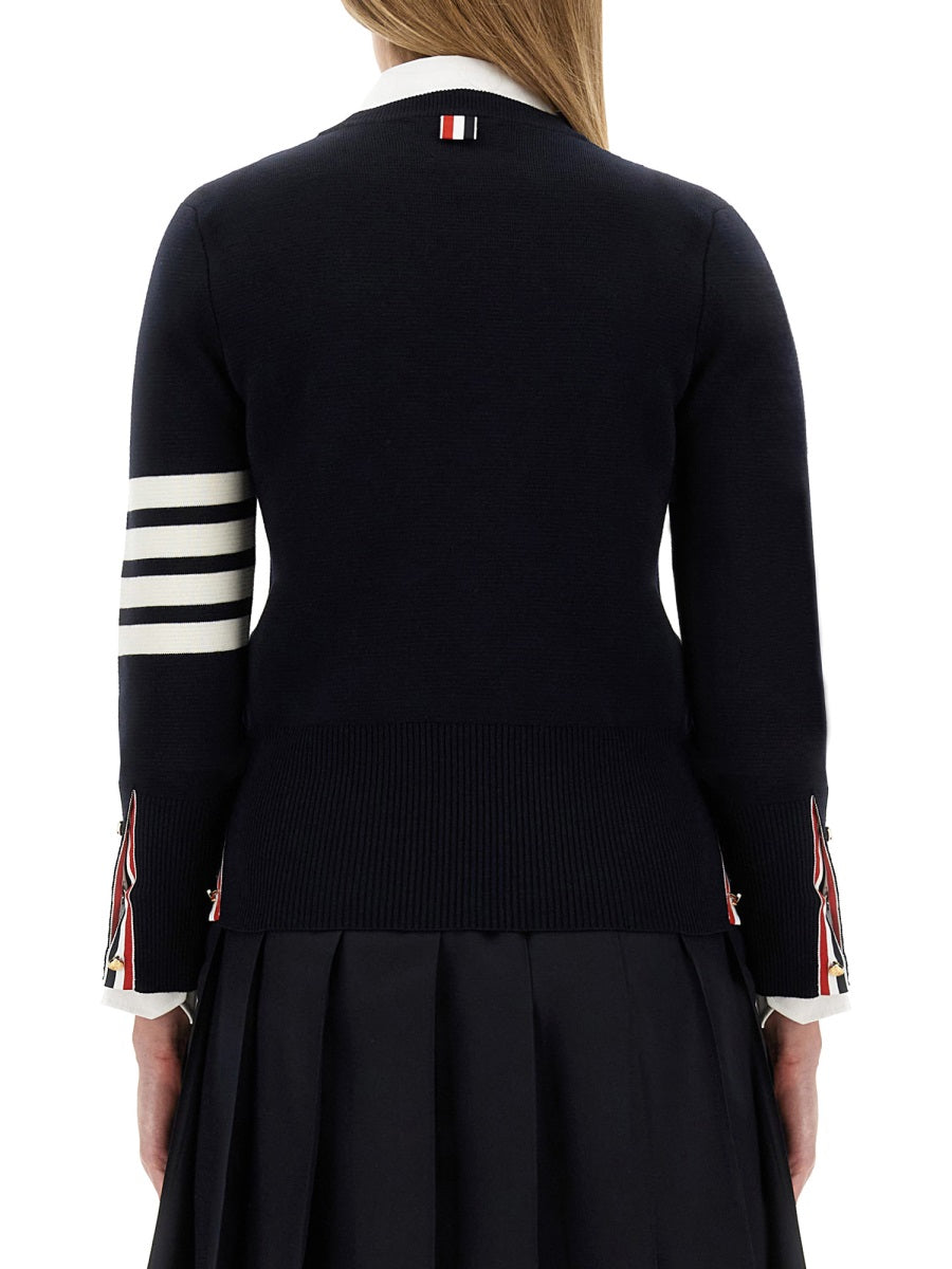 THOM BROWNE Women's Virgin Wool Sweater with Four Bar Design