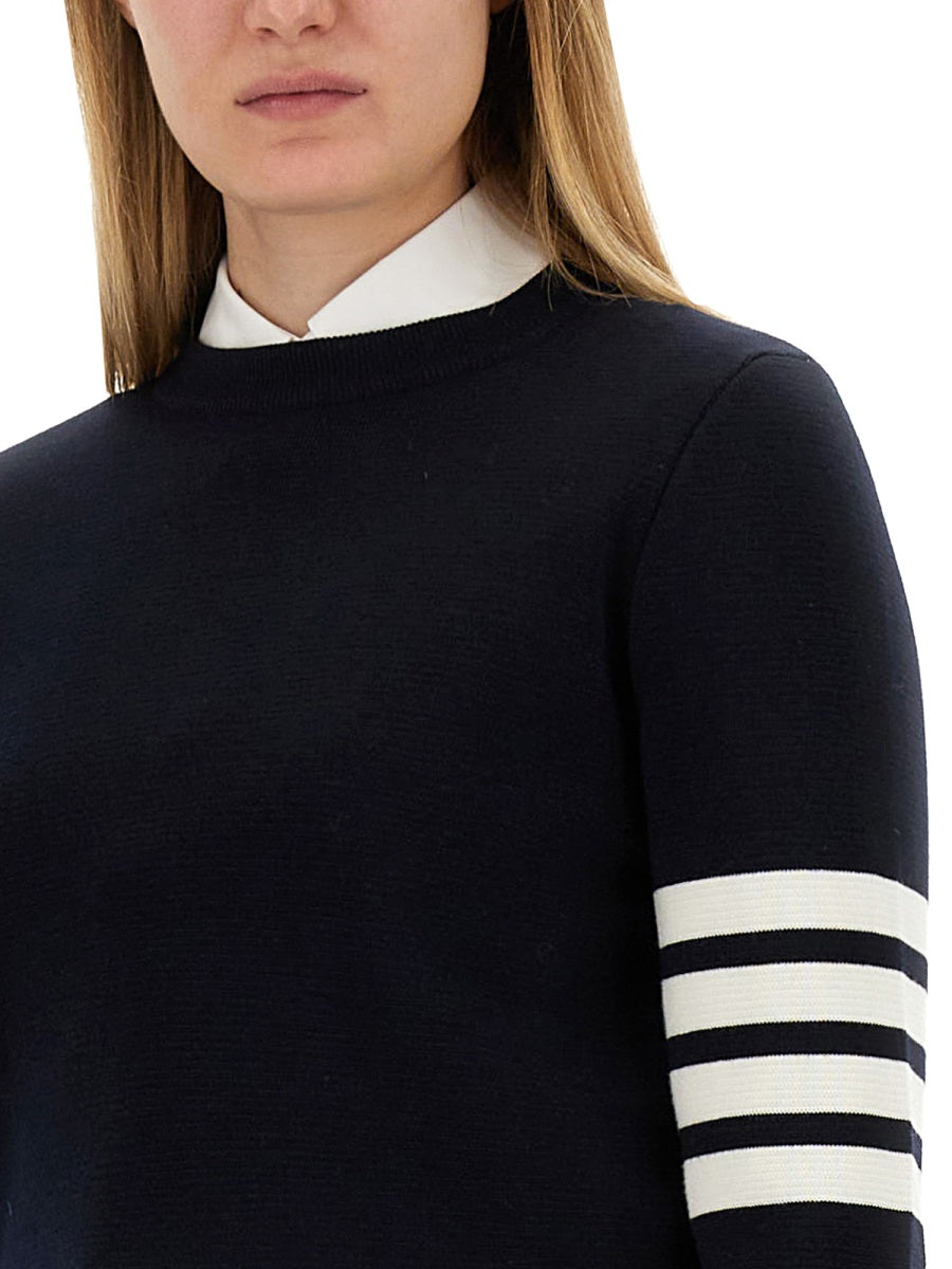THOM BROWNE Women's Virgin Wool Sweater with Four Bar Design