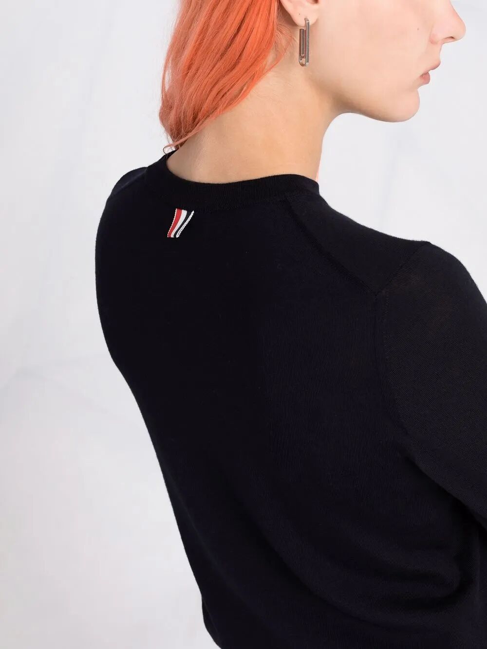 THOM BROWNE Relaxed Fit Pullover with 4 Bar in Fine Merino Wool