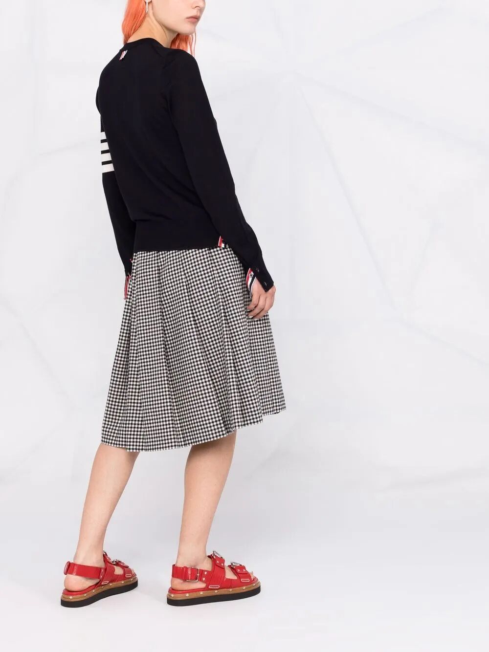 THOM BROWNE Relaxed Fit Pullover with 4 Bar in Fine Merino Wool