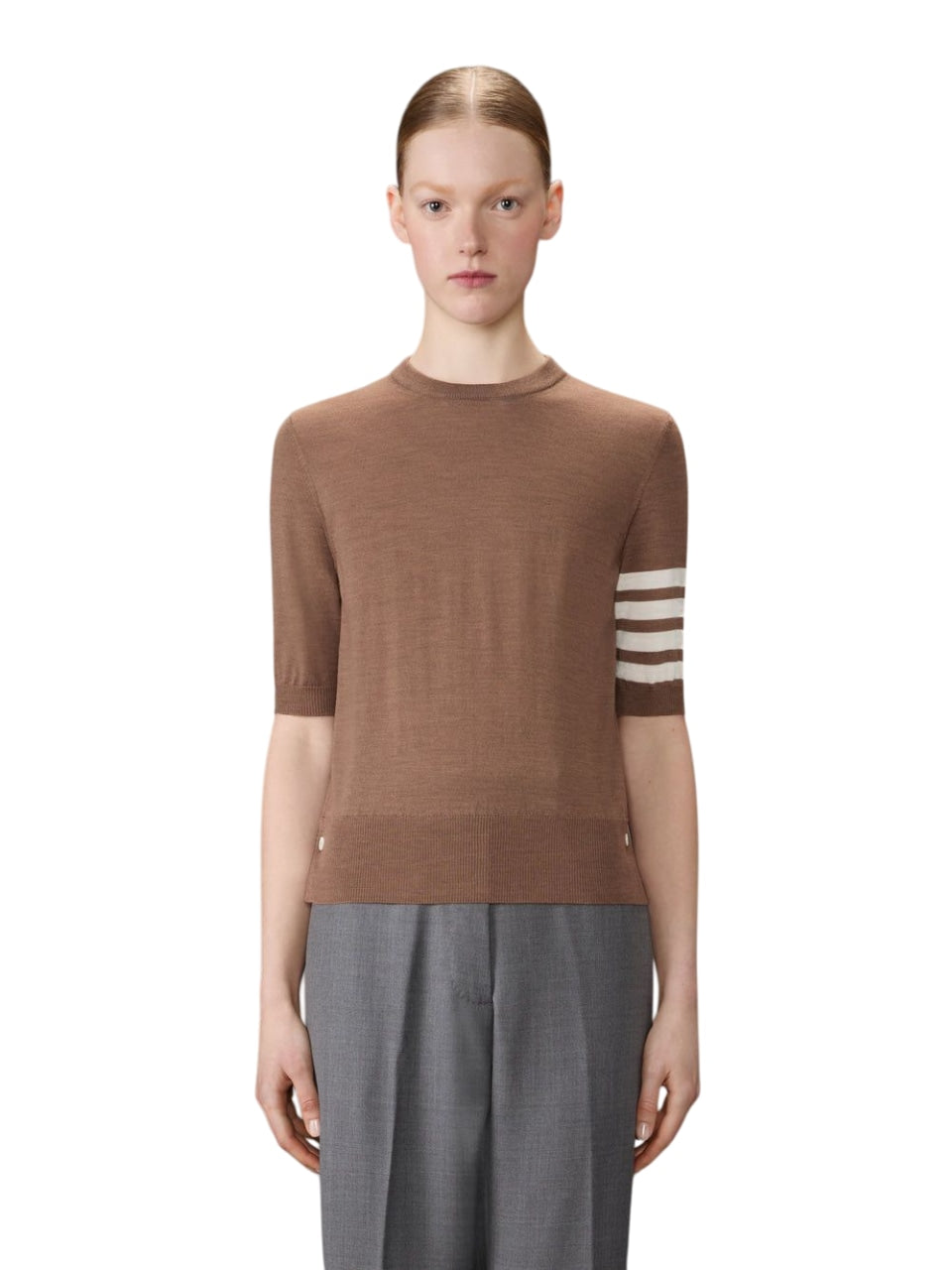 THOM BROWNE Merino Wool Tee for Women - Fall/Winter 2025