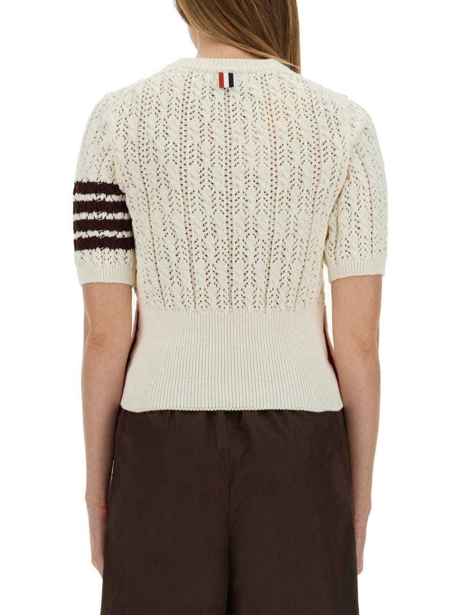 THOM BROWNE 4Bar Knit T-Shirt - Size 38