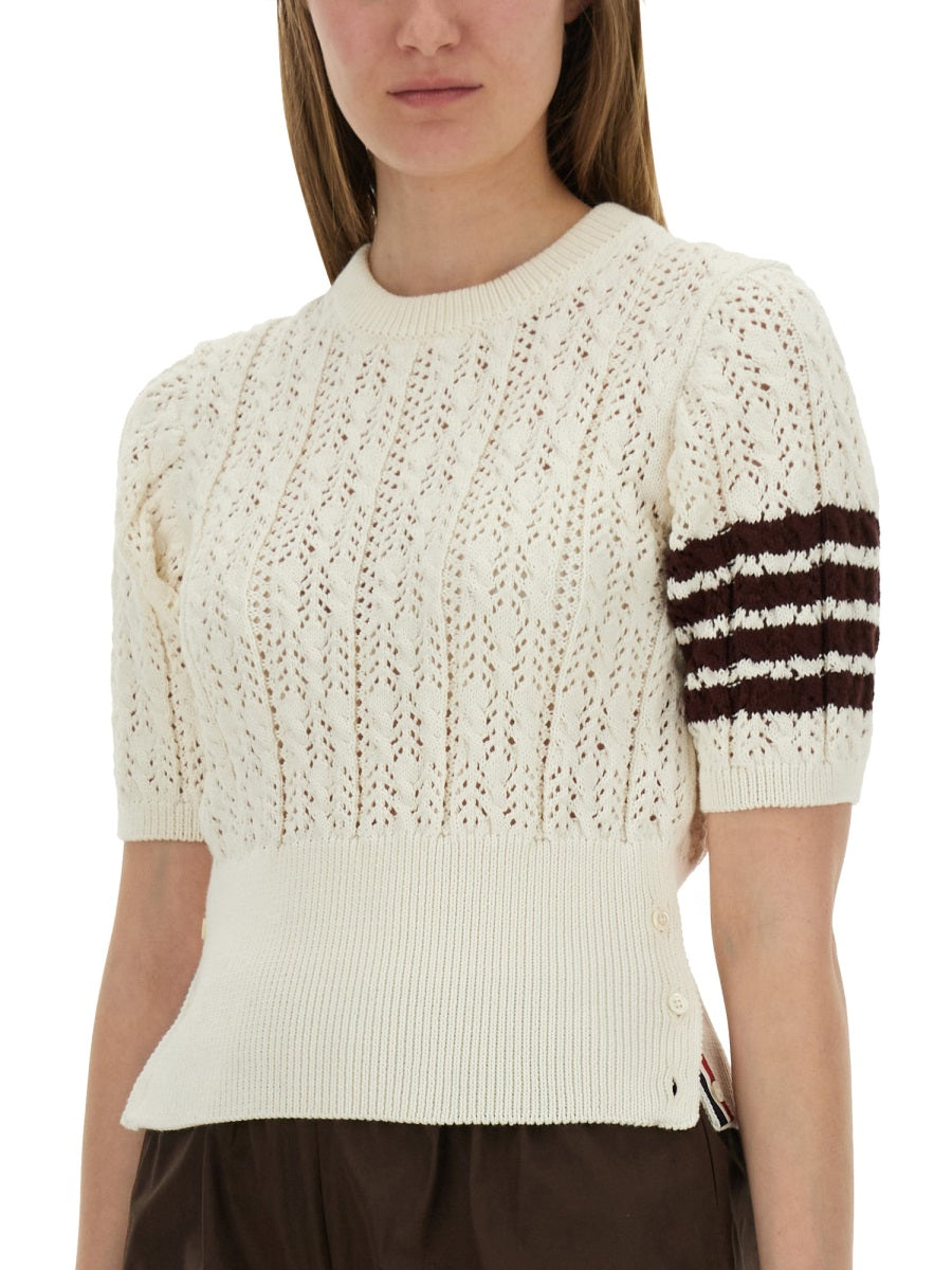 THOM BROWNE 4Bar Knit T-Shirt - Size 38