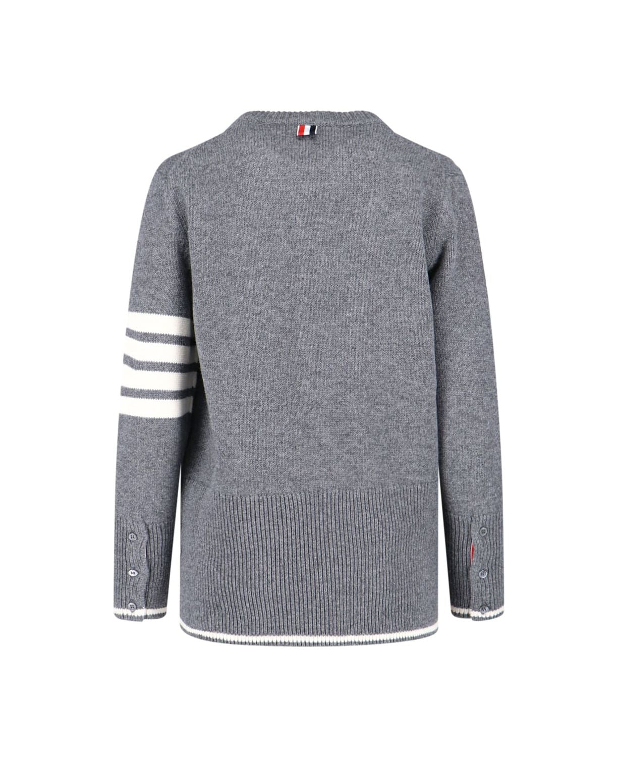 THOM BROWNE Boxy Crew Neck Pullover with 4 Bar Stripes