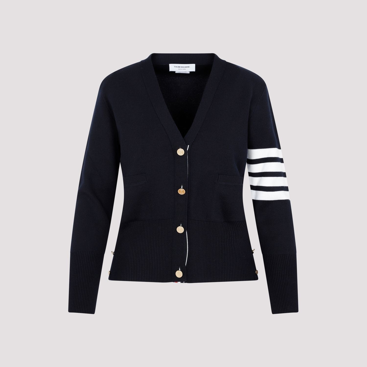 THOM BROWNE Wool Cardigan with 4-Bar Detail