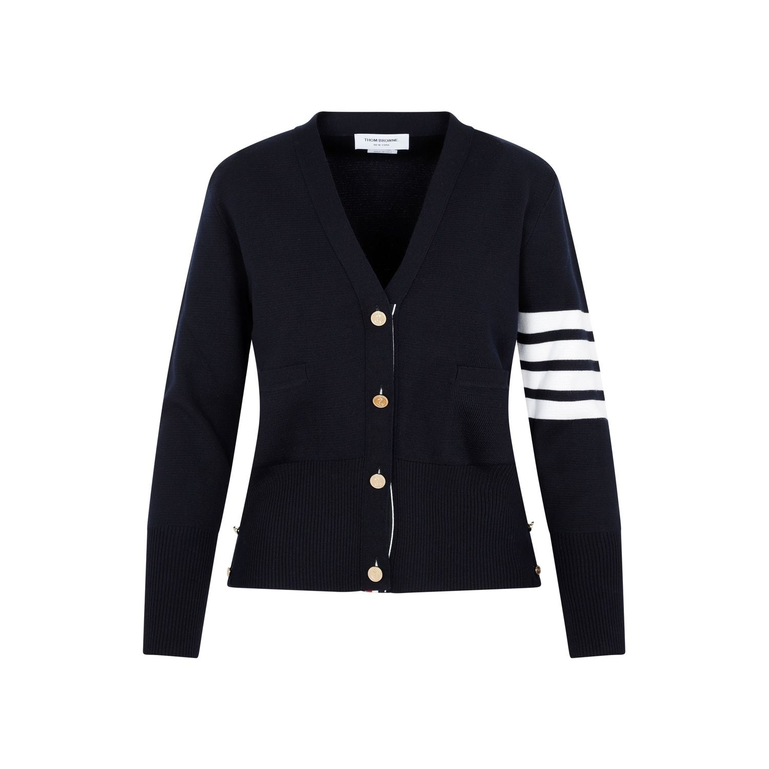 THOM BROWNE Wool Cardigan with 4-Bar Detail