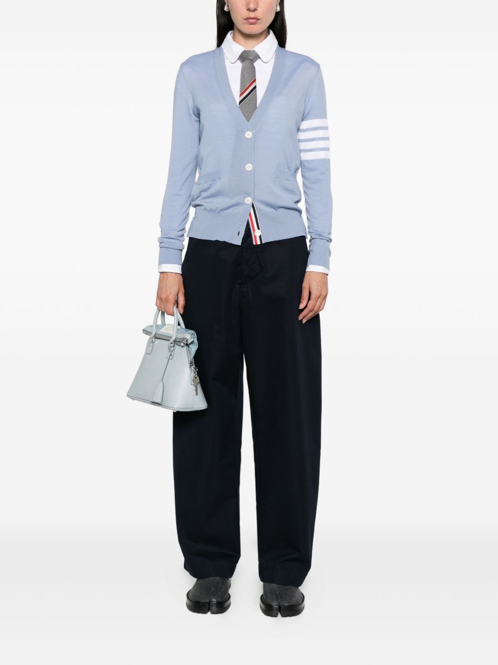 THOM BROWNE Wool Cardigan with Front Button Fastening for Women