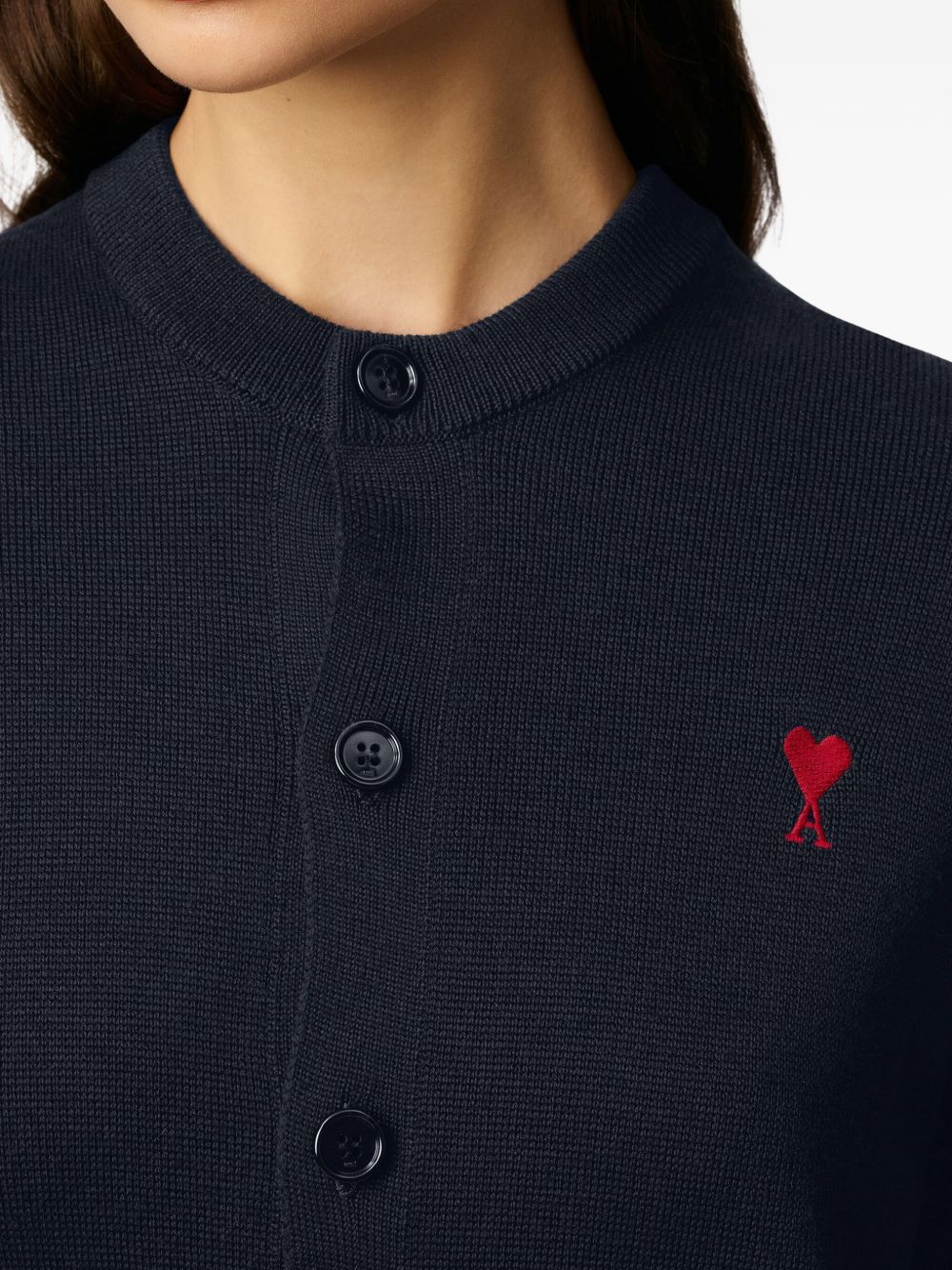 AMI PARIS Wool Knit Cardigan with Buttoned Front