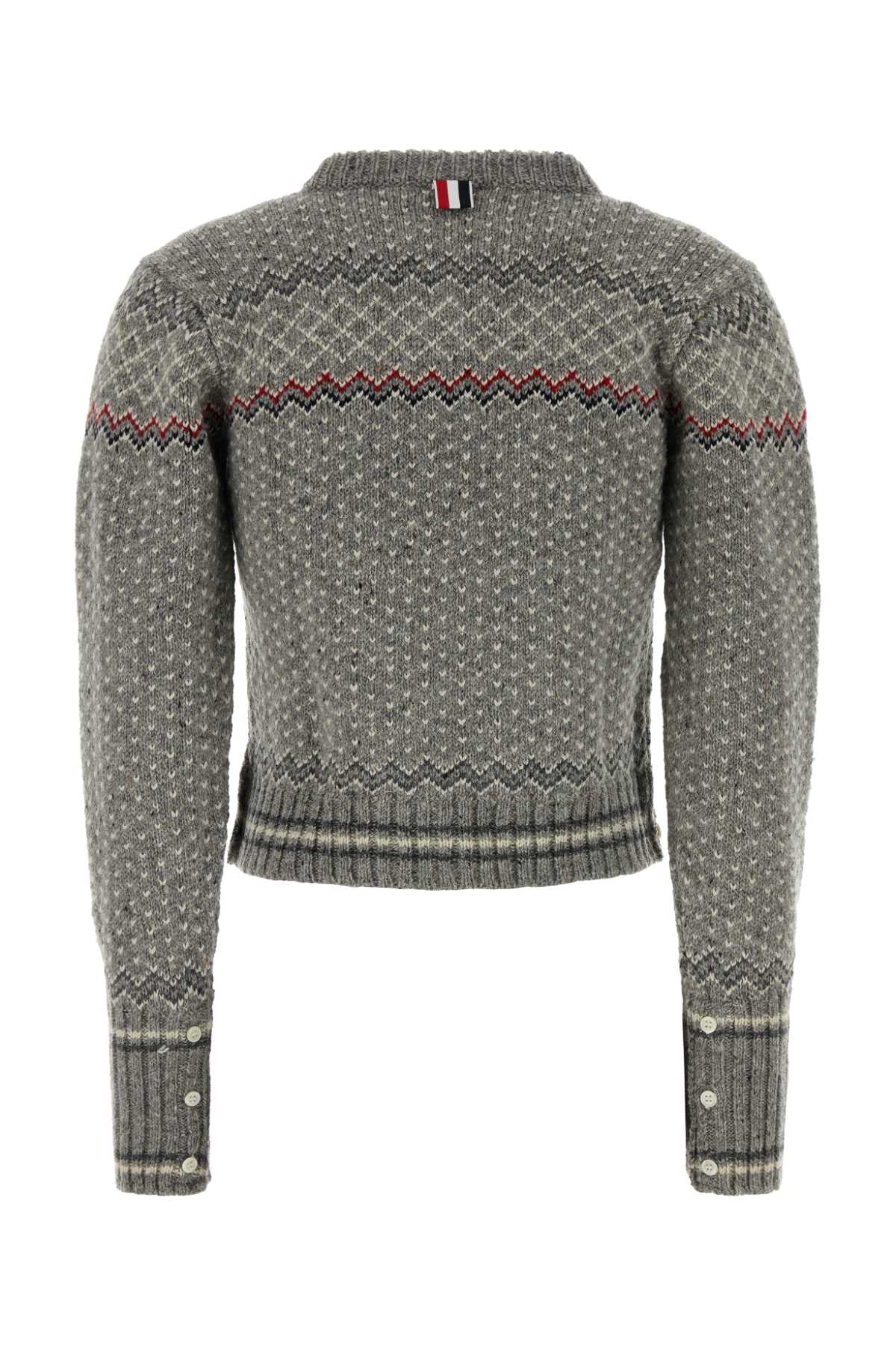THOM BROWNE Embroidered Wool Blend Cardigan