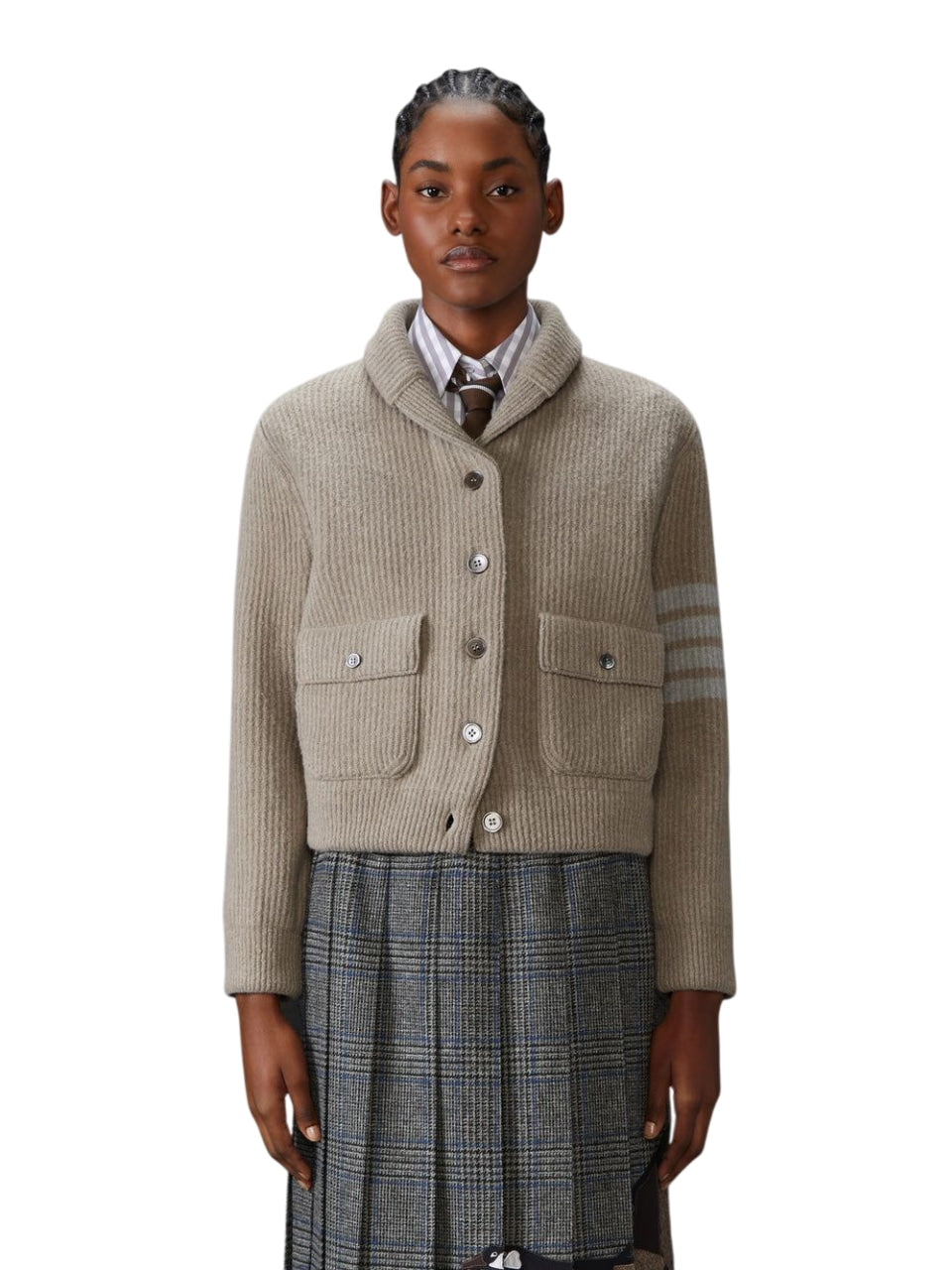 THOM BROWNE Wool Bomber Jacket for Women - FW25 Collection