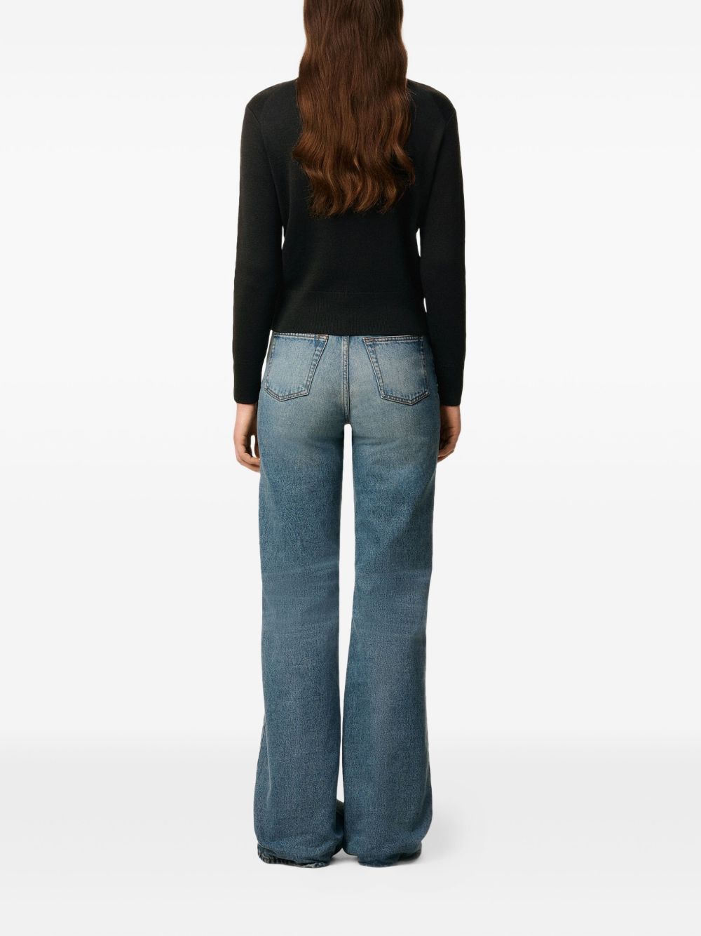 AMI PARIS Wool Heart Embroidered Crew Neck Sweater