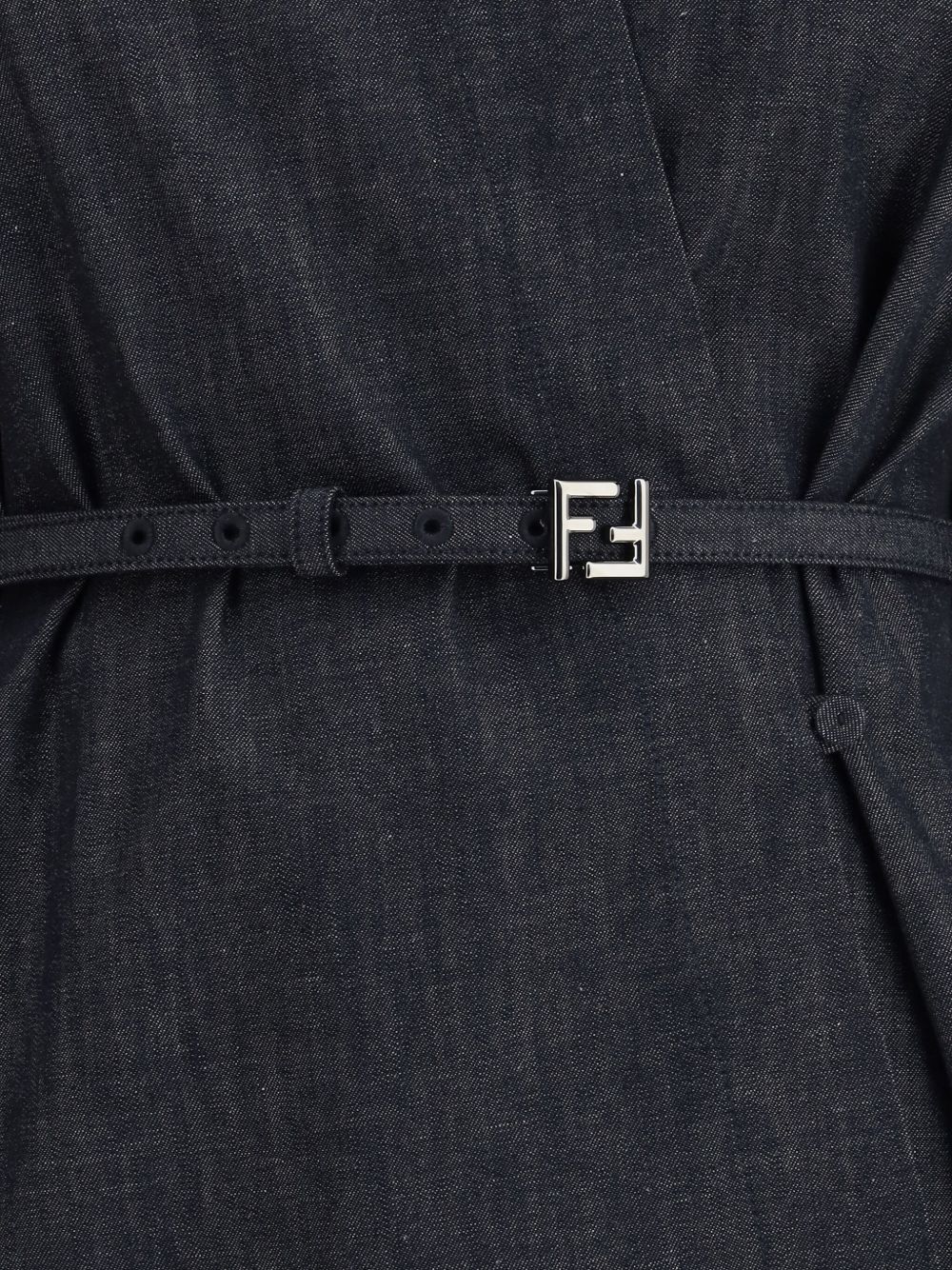 FENDI Belted Denim Dress with FF Logo Buckle