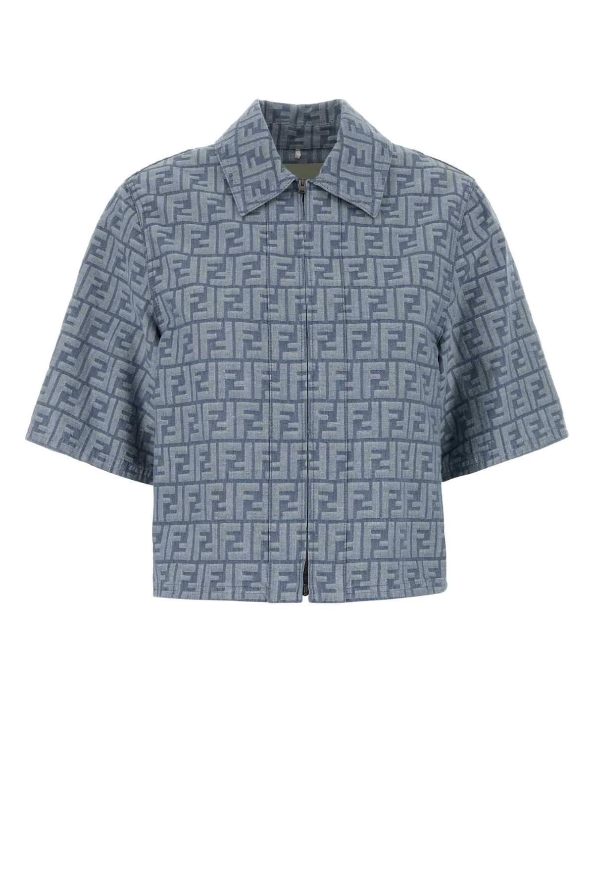 FENDI Mini Chambray Zip Cropped Jacket