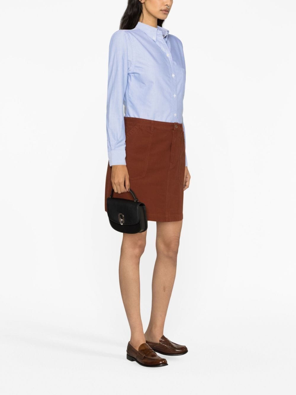 THOM BROWNE Light Blue Cotton Logo Patch Shirt for Women