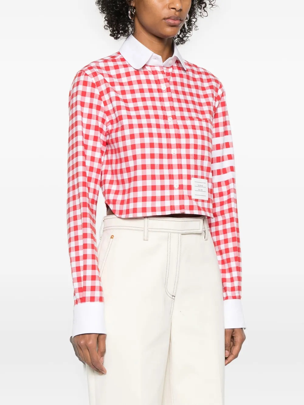THOM BROWNE Cropped Round Collar Mini Shirt for Women