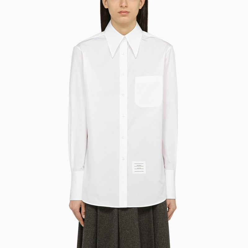 THOM BROWNE Exaggerated Easy Fit Point Collar Shirt - Women’s SS24