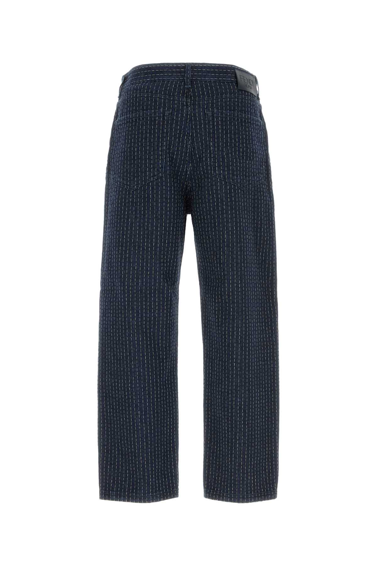 FENDI Embroidered Stretch Denim Jeans