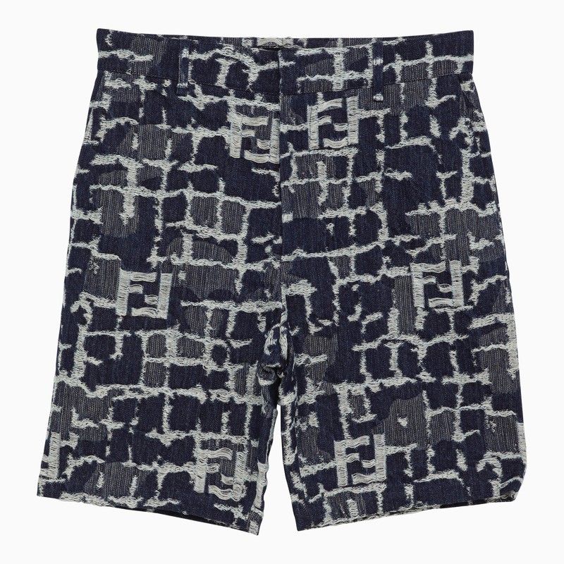 FENDI Embroidered Denim Bermuda Shorts for Men - SS24