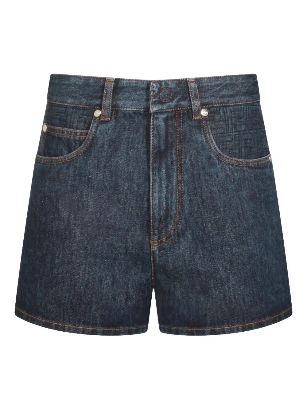 FENDI Flared Denim Shorts with Quilted Motif