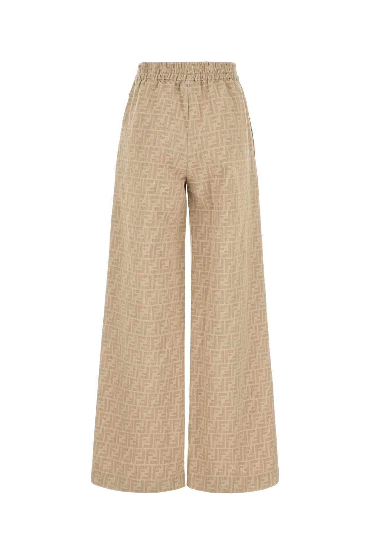 FENDI FF Chambray Wide-Leg Trousers - Size 38