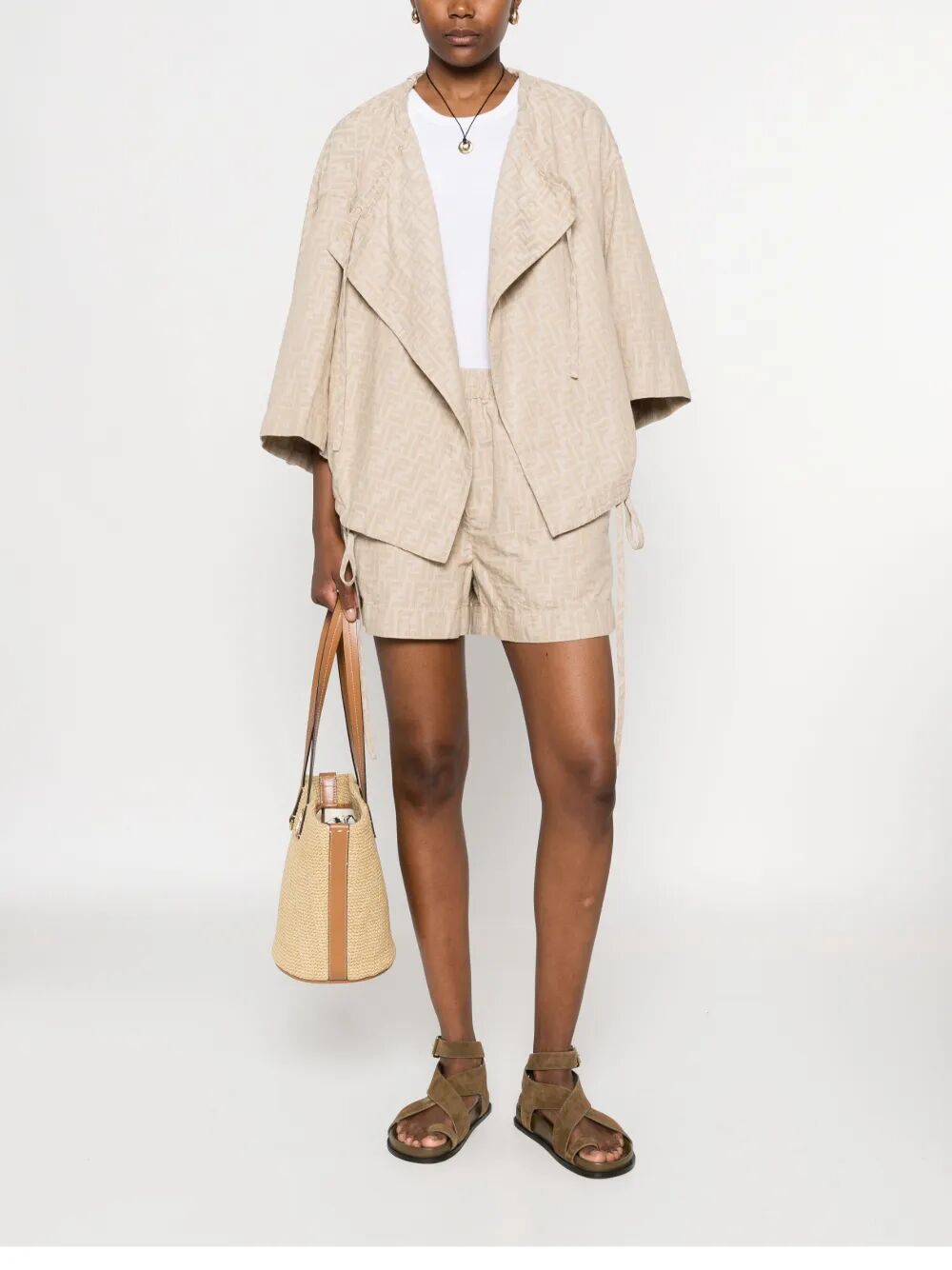 FENDI Embroidered Chambray Shorts for Women - SS25