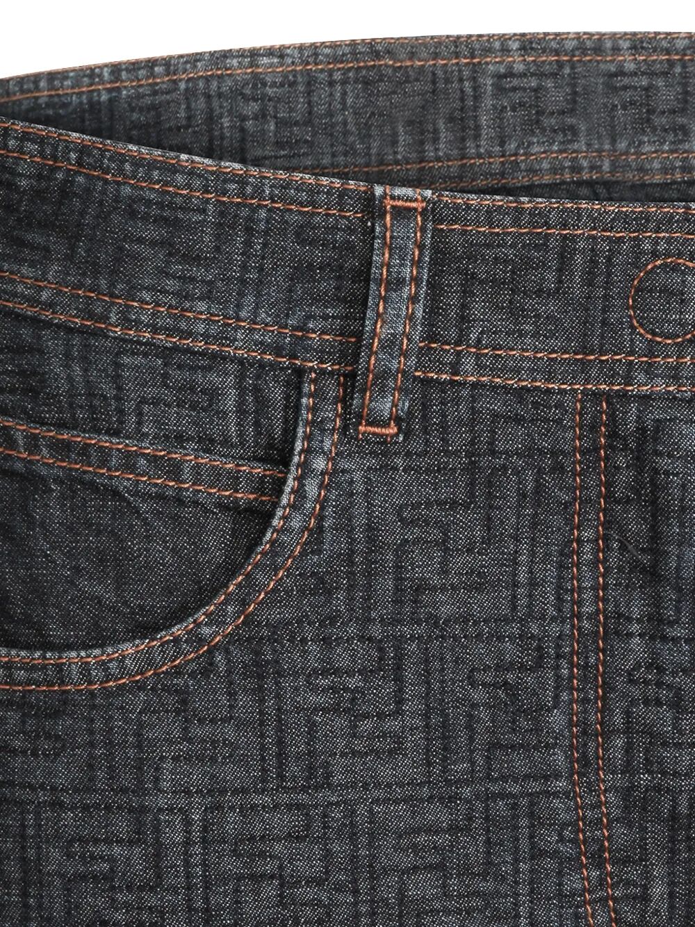 FENDI Flared Midi Denim Skirt with All-Over Quilted Motif