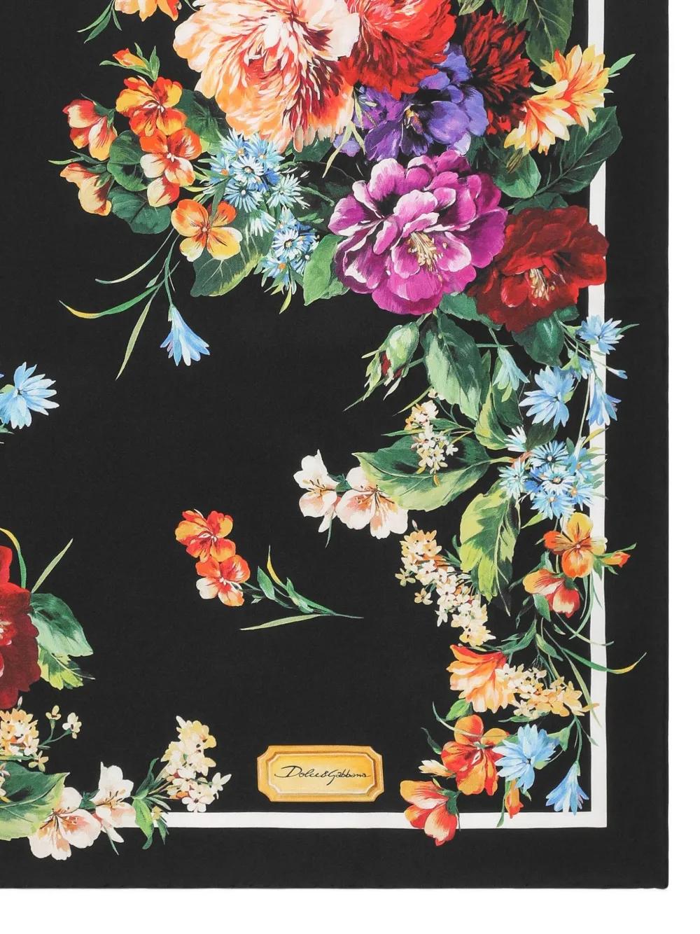 DOLCE & GABBANA Square Design Floral Print Silk Scarf