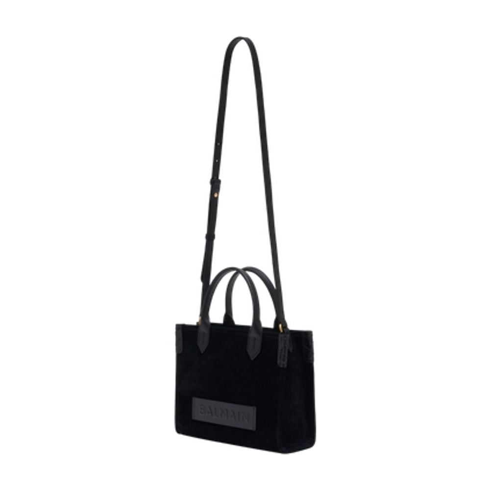 BALMAIN Mini Suede and Leather Shopping Bag