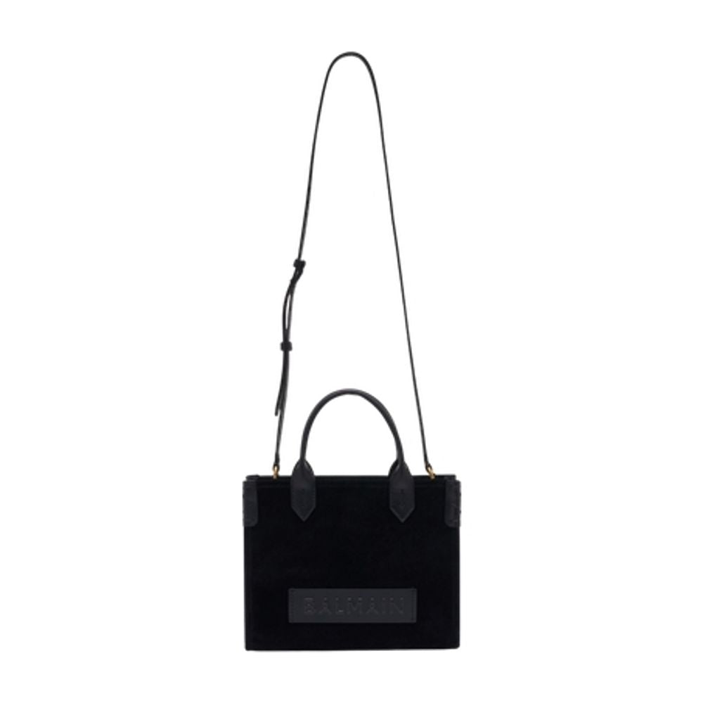 BALMAIN Mini Suede and Leather Shopping Bag